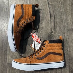 Vans Men's High-Top Sneakers Brown tan suede glazed ginger plaid size 9 men new
